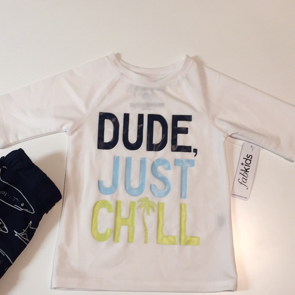 NWT Fabkids Board Shorts And Rashgaurd. - Picture 2 of 5